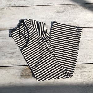 H&M Striped Print Dress Black and Ivory Size xs